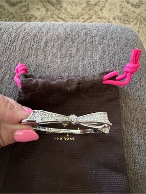 kate spade silver bow bangle bracelet with rhinestones